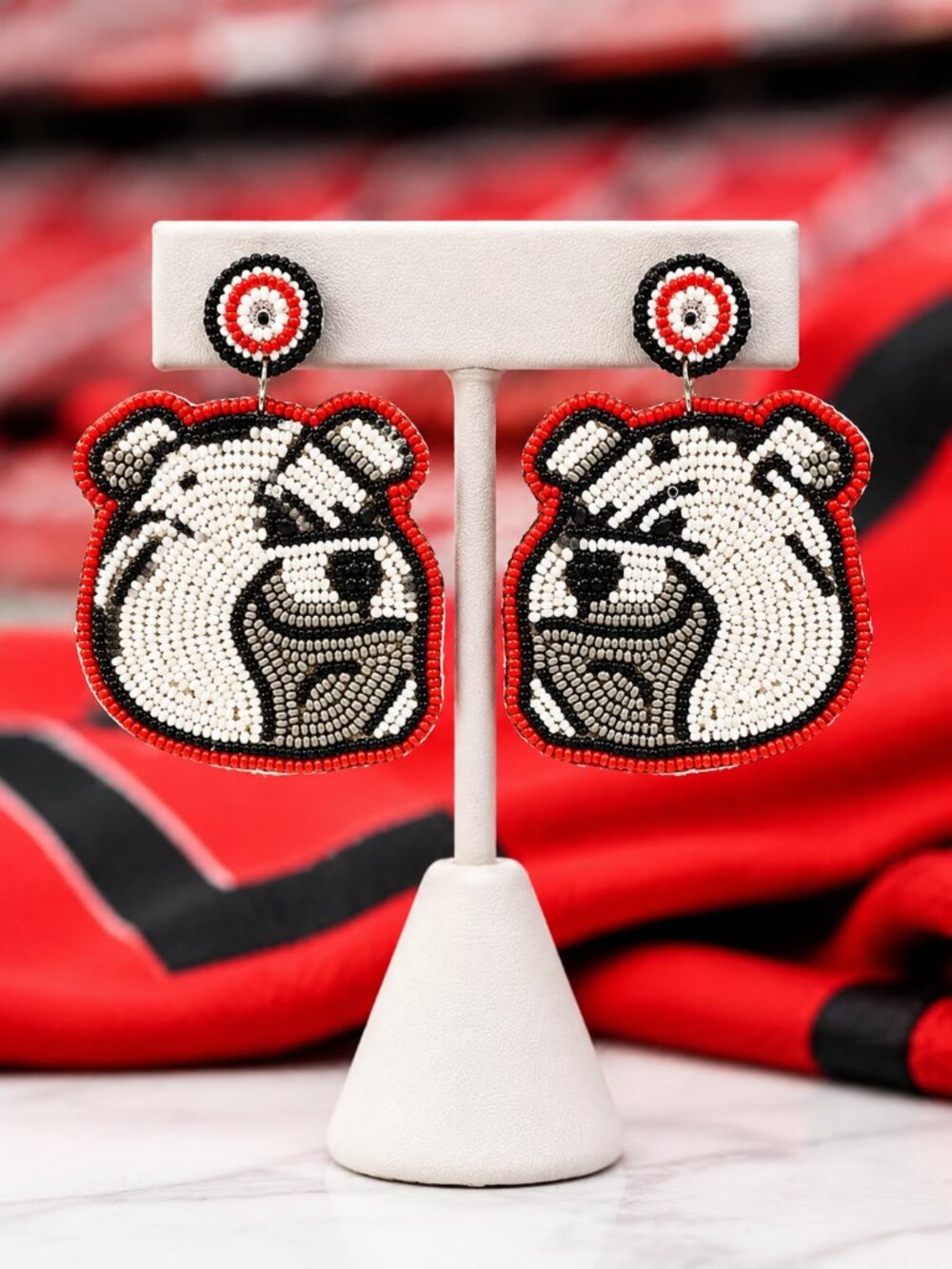 University of Georgia Bulldogs UGA Football Team Mascot Beaded Earrings NEW